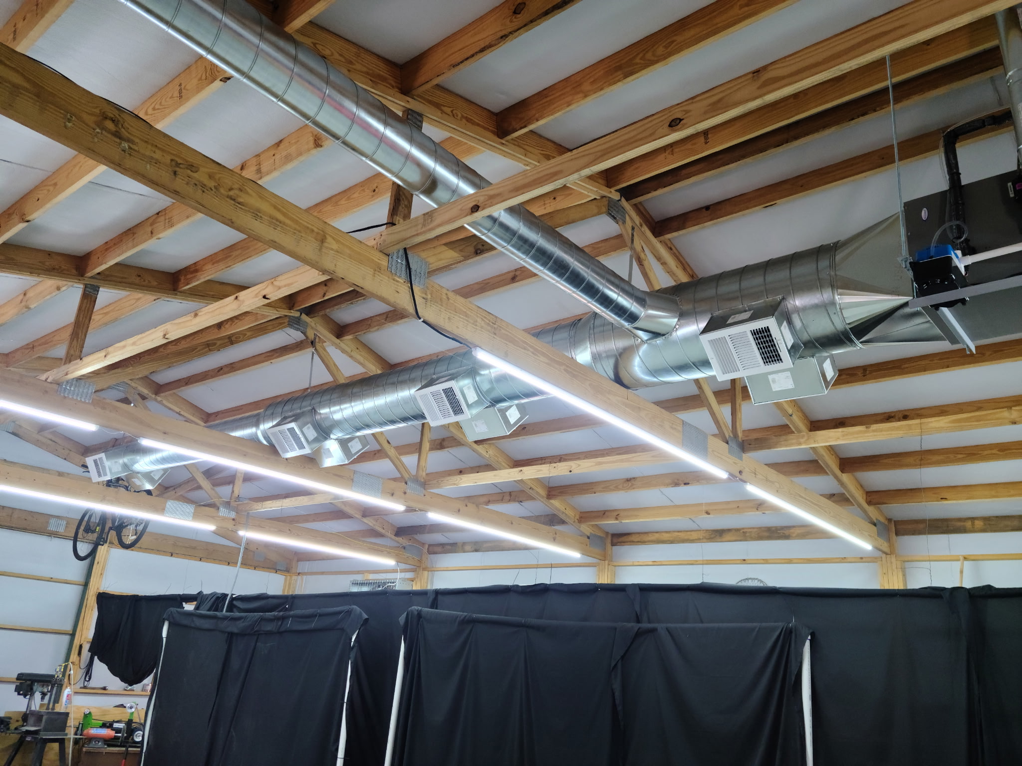 New ductwork installed in a new-construction building